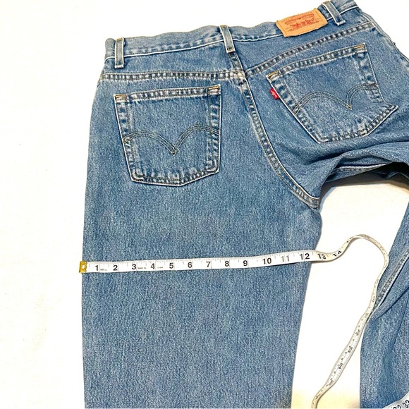 VTG Y2K LEVIS 550 TAPERED FIT HIGH RISE REWORKED RAW SPLIT-HEM DENIM JEANS 10/12 - Picture 16 of 16